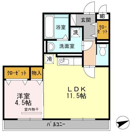 ステラⅡ(1LDK/2階)の間取り写真