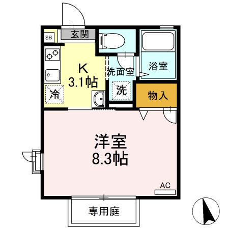 メゾン・セティⅣ棟(1K/1階)の間取り写真
