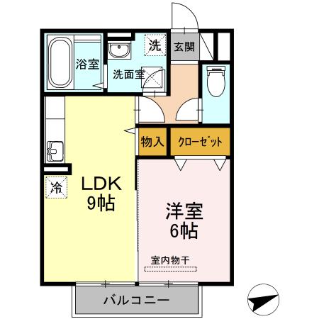 ステラA棟(1LDK/2階)の間取り写真