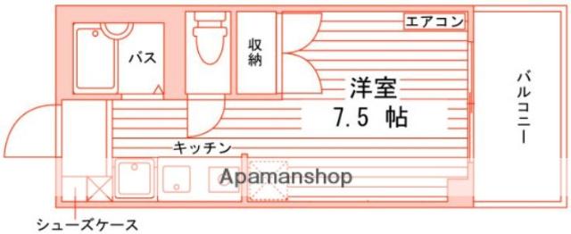 ARTHOUSEギャラリー北方(ワンルーム/2階)の間取り写真