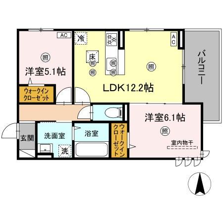 ル コンテ(2LDK/1階)の間取り写真