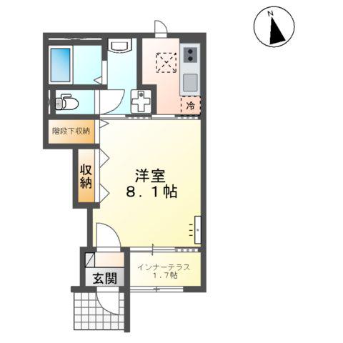 ジニアス瀬戸(1K/1階)の間取り写真