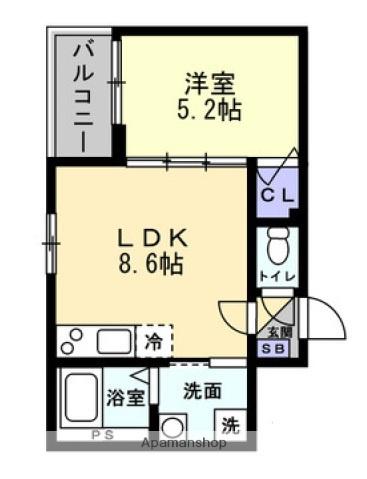 アシェント医大前(1LDK/2階)の間取り写真