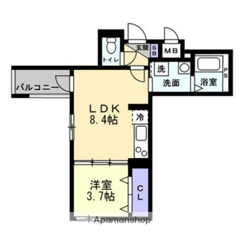 アシェント医大前(1LDK/3階)の間取り写真