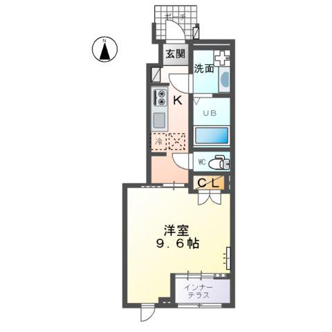 スターテラスⅡ西大寺(1K/1階)の間取り写真