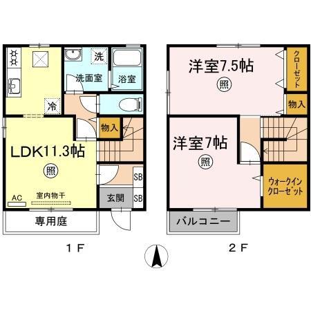 ボナール伊島(2LDK)の間取り写真