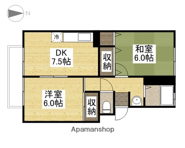 プレジール福泊B(2DK/2階)の間取り写真