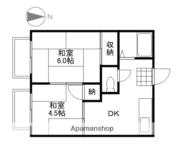 コーポ青江A(2DK/2階)の間取り写真