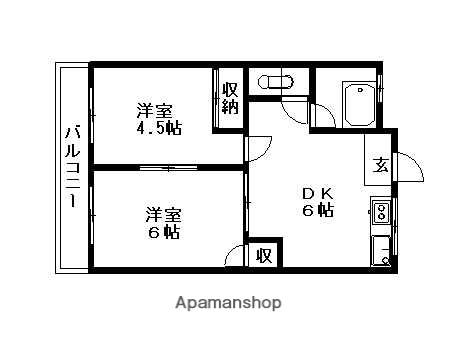 エトワール高屋ビル(1LDK/2階)の間取り写真