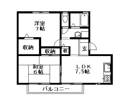 フレマリール関(2DK/1階)の間取り写真