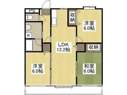 ベンビレッジ平田東公園(3LDK/1階)の間取り写真