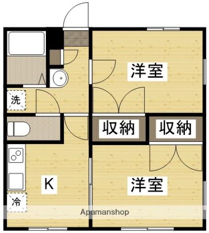 パルフィオーレF(2DK/1階)の間取り写真