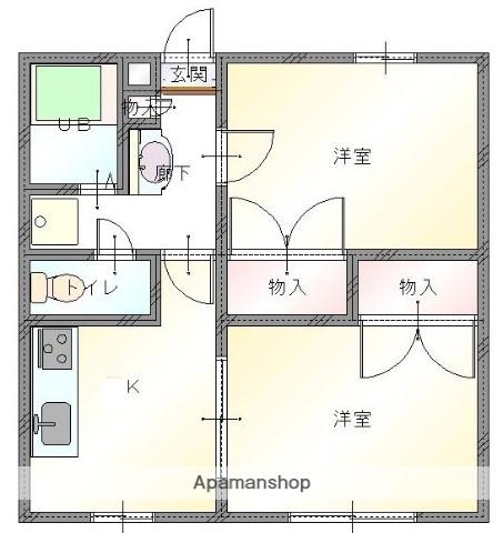 パルフィオーレF(2K/2階)の間取り写真