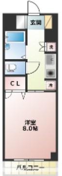 エスペランサ津島(1K/8階)の間取り写真