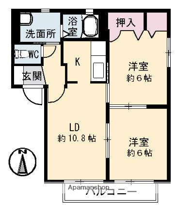 THRIVE福浜 E棟(2LDK/2階)の間取り写真