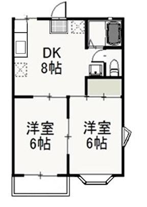シャトレイーストB(2DK/1階)の間取り写真