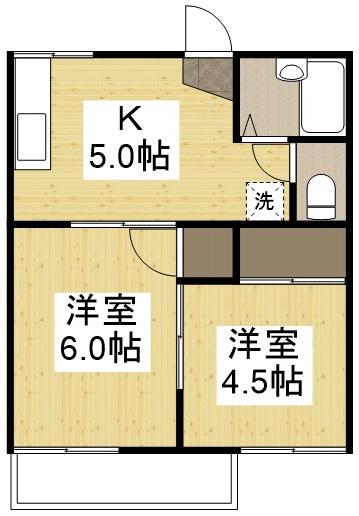 プランドール高屋(2K/2階)の間取り写真