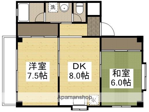 コマハウスⅡ(2DK/2階)の間取り写真