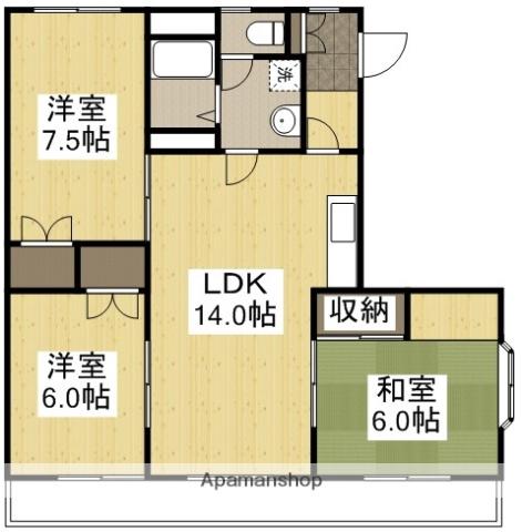 ドミール ハッタ(3LDK/2階)の間取り写真