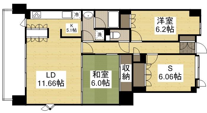 アルファステイツ清心(2SLDK/9階)の間取り写真