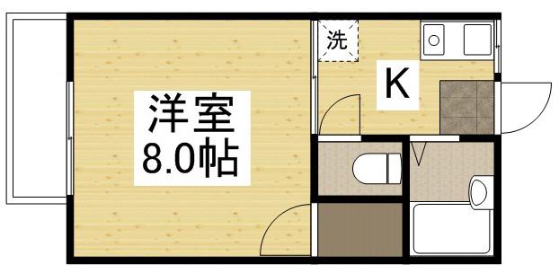 コーポタチバナ(1K/2階)の間取り写真