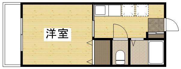 ピアチェーレB(1K/1階)の間取り写真