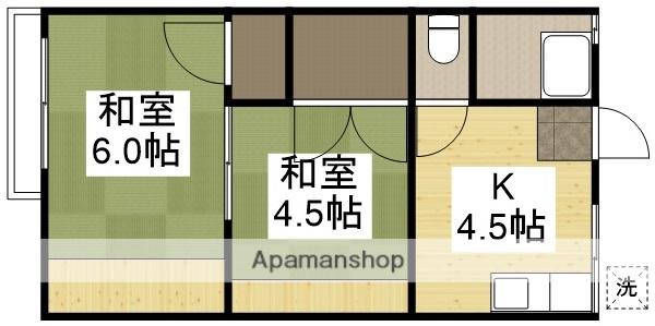 シティハイムK(2K/1階)の間取り写真