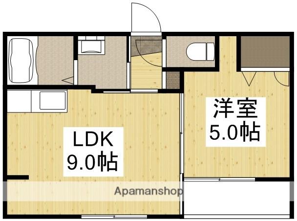ラ・パルテール津高Ⅱ(1LDK/1階)の間取り写真