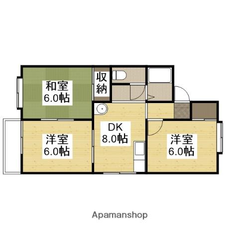 グリーンコーポⅡ(3DK/2階)の間取り写真