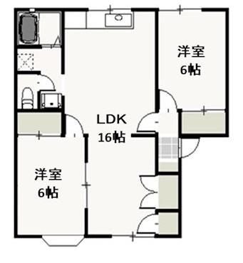 ベルエポックKA(2LDK/1階)の間取り写真