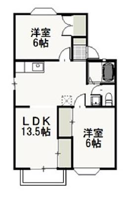 ファミーユ・ビボC(2LDK/2階)の間取り写真