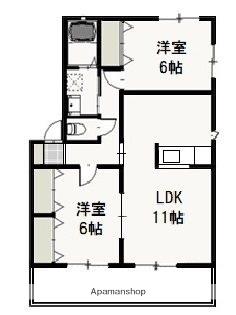 ペアフィールドA(2LDK/1階)の間取り写真