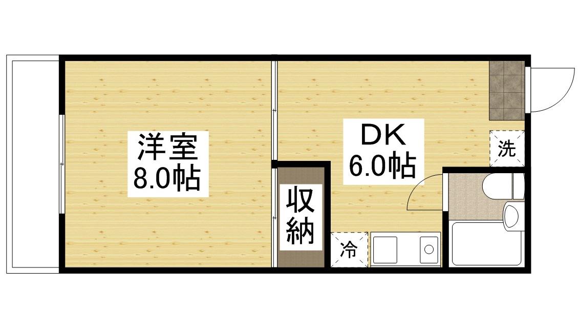 ハイネス・シブヤ(1K/2階)の間取り写真