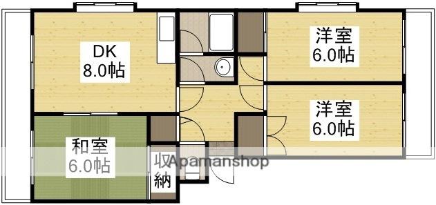ビューハイム南輝(3LDK/3階)の間取り写真