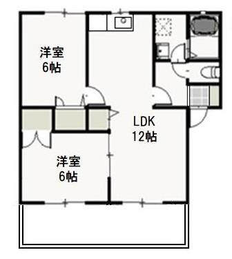 ヴェッセルB(2LDK/1階)の間取り写真