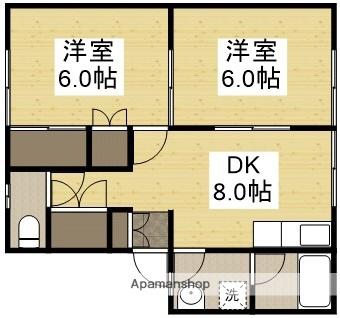 ハッピーハイツ(2DK/1階)の間取り写真
