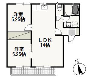 パインパレス G棟(2LDK/2階)の間取り写真
