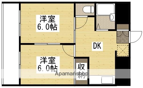 パートナー奥田(2DK/4階)の間取り写真