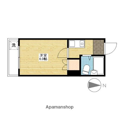 サンハイツ岡大Ⅰ(1K/3階)の間取り写真