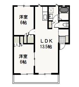 ボミュールメゾン(2LDK/1階)の間取り写真