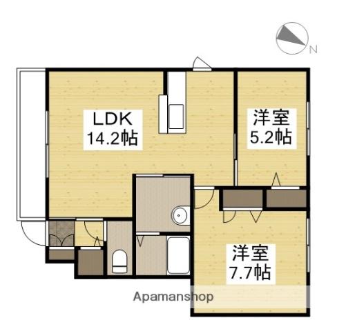 プリムベール城東 弐番館(2LDK/1階)の間取り写真