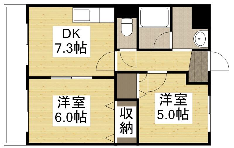 オルセーメゾンE(2DK/3階)の間取り写真