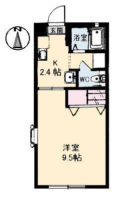 シャトー下伊福(1K/1階)の間取り写真