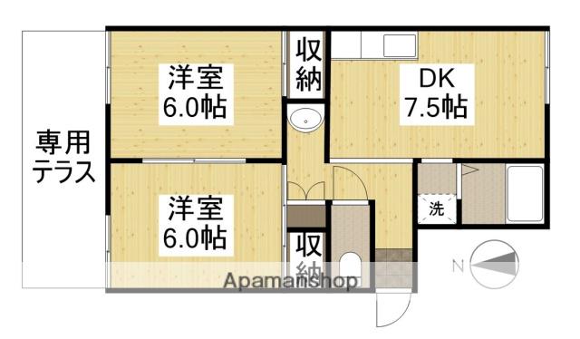 リベルテ平田Ⅱ(2DK/1階)の間取り写真