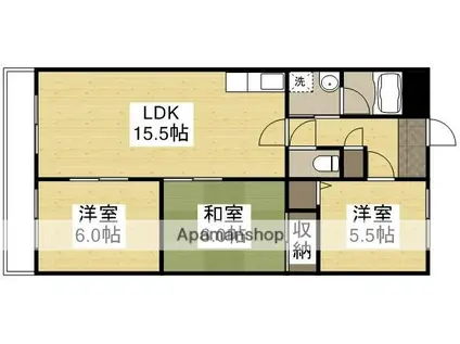 コニファープラザ新福(3LDK/3階)の間取り写真