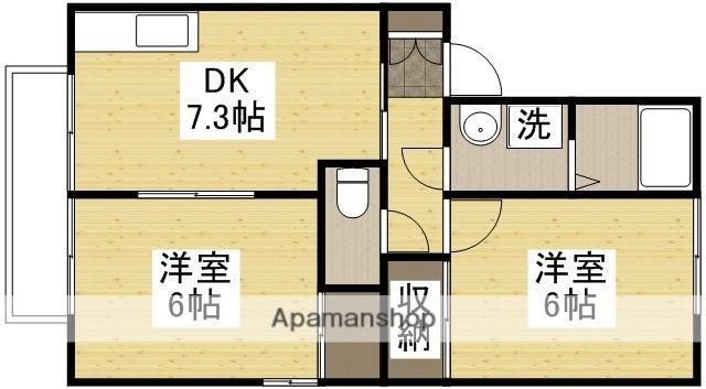 ディアコートLOVEⅢ B棟(2DK/1階)の間取り写真