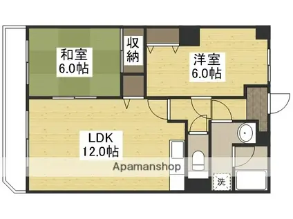 アリベ国富(2LDK/4階)の間取り写真