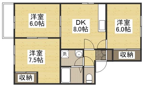 コーポ高木A(3DK/2階)の間取り写真