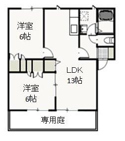 メゾン・タチバナB(2LDK/1階)の間取り写真