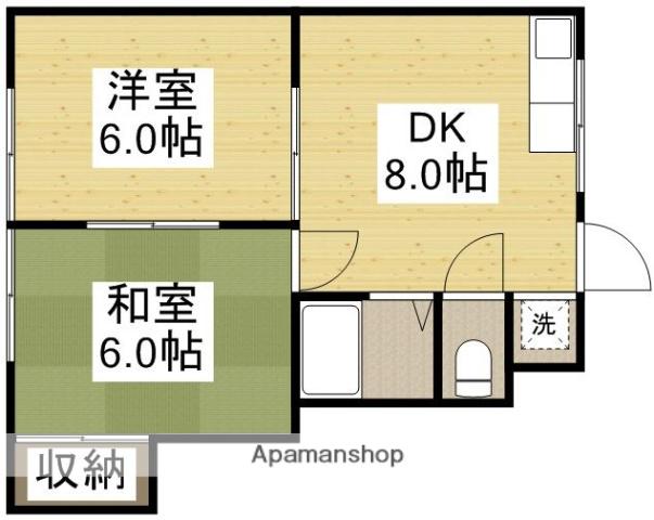 コーポリラ(2DK/2階)の間取り写真